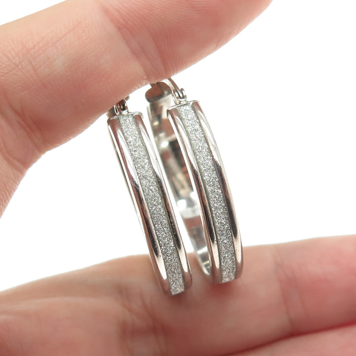 925 Sterling Silver Diamond-Illusion Hoop Earrings