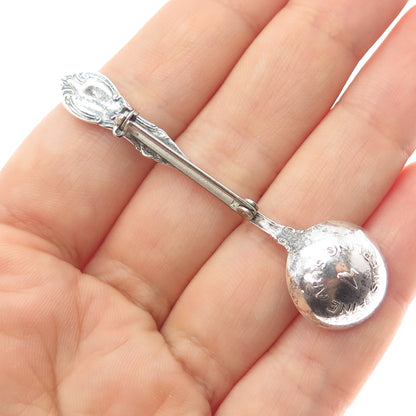 Fine Arts 925 Sterling Antique 1945 Southern Colonial Spices Spoon Pin Brooch