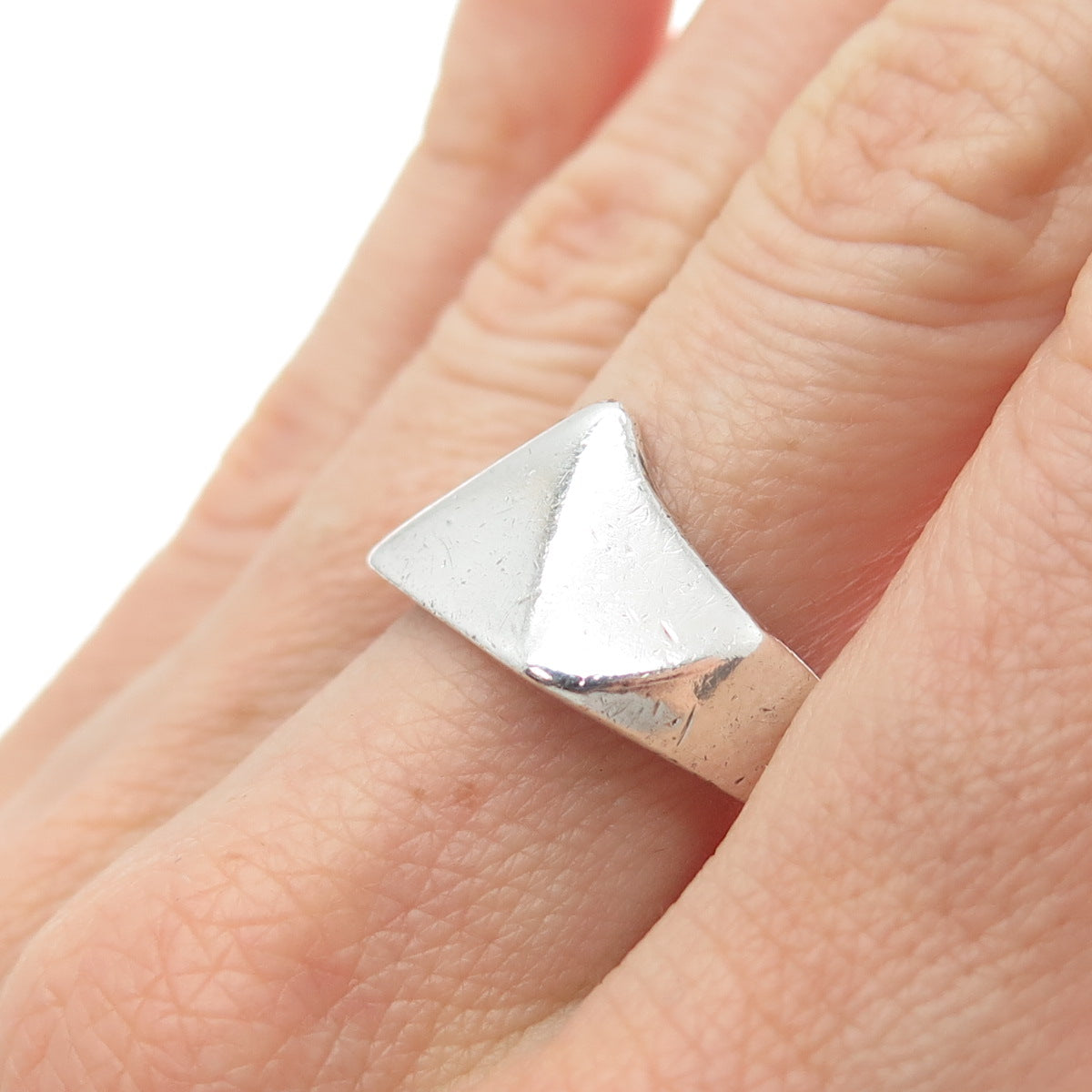 925 Sterling Silver Vintage Modernist Claw Ring Size 8.25