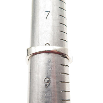 Old Pawn 925 Sterling Silver Vintage Turquoise & Black Onyx Wavy Ring Size 8.25