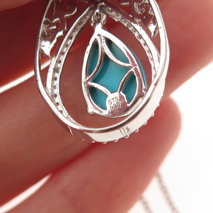 Chuck Clemency 925 Sterling Silver Real Turquoise Topaz & Apatite Necklace 20"