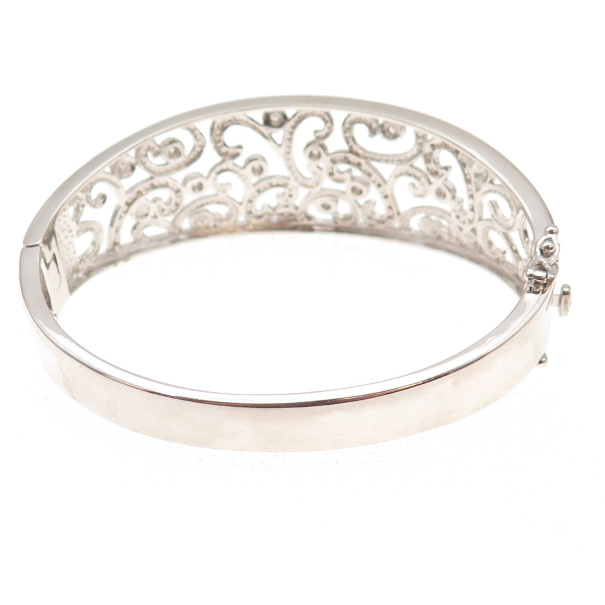 925 Sterling Silver Round-Cut C Z Floral Scroll Bracelet 6.75"