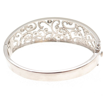 925 Sterling Silver Round-Cut C Z Floral Scroll Bracelet 6.75"
