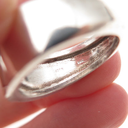 925 Sterling Silver 14K Gold Vintage Round-Cut C Z Modernist Ring Size 7.75