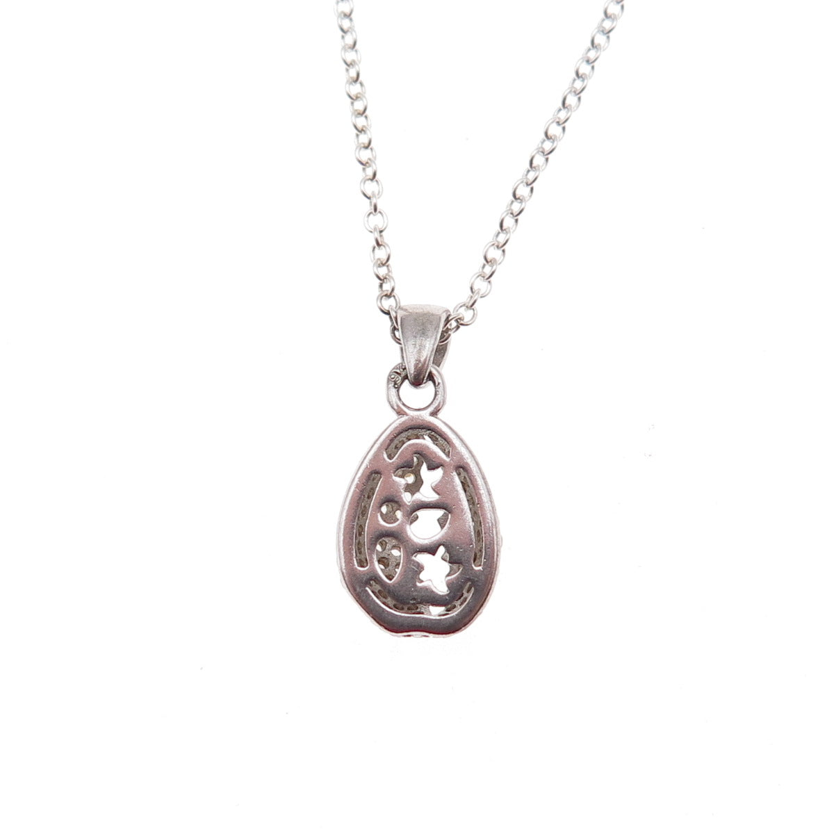925 Sterling Silver Round-Cut C Z Coffee Bean Cable Chain Necklace 18"
