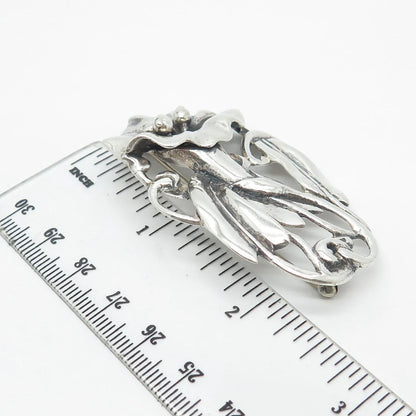 925 Sterling Silver Vintage Calla Lily Floral Pin Brooch