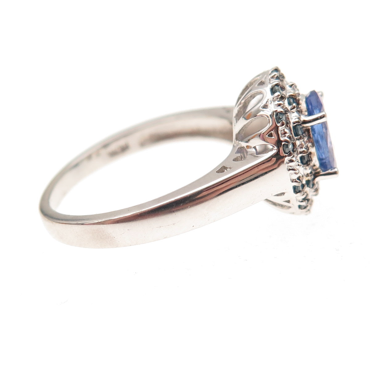 Sam 925 Sterling Silver Real Blue Diamond & Tanzanite Ring Size 8
