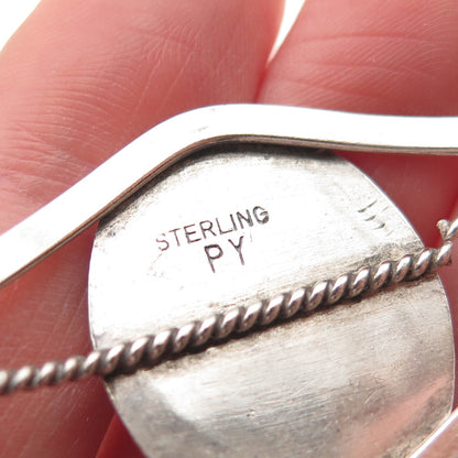 Pat Yazzie Navajo Old Pawn Sterling Silver Black Onyx Adjustable Bracelet 5.75"