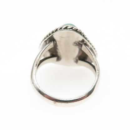 Old Pawn Sterling Silver Vintage Southwestern Tyrone Turquoise Ring Size 6.25