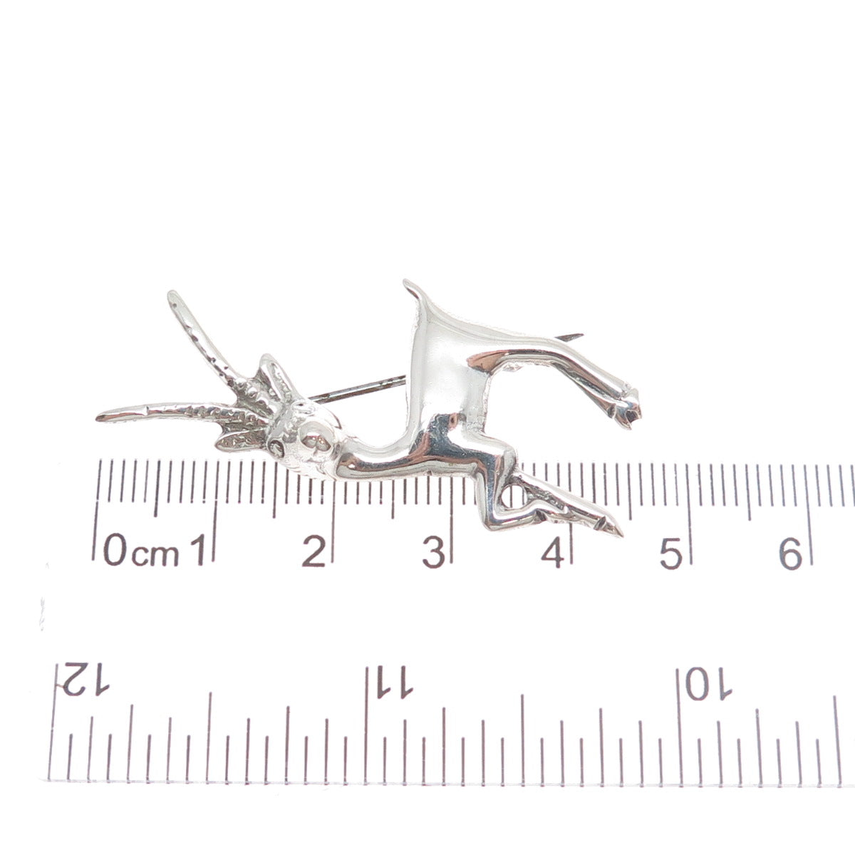 925 Sterling Silver Vintage Mexico Deer Oxidized Pin Brooch