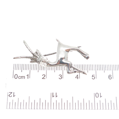 925 Sterling Silver Vintage Mexico Deer Oxidized Pin Brooch