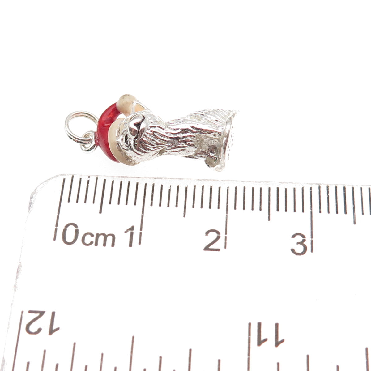 Jezlaine 925 Sterling Silver Vintage Enamel Christmas Kitten 3D Charm Pendant
