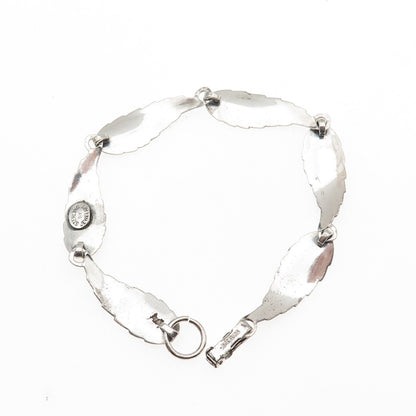 JEWELART 925 Sterling Silver Antique Art Deco Feather Link Oxidized Bracelet 7"