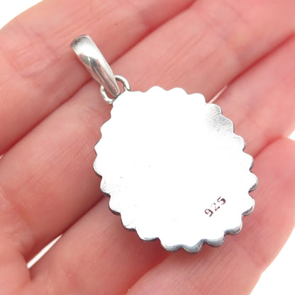 925 Sterling Silver Vintage Real Kingman Turquoise Beaded Charm Pendant