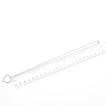 925 Sterling Silver Round-Cut C Z Heart Cable Chain Necklace 18"