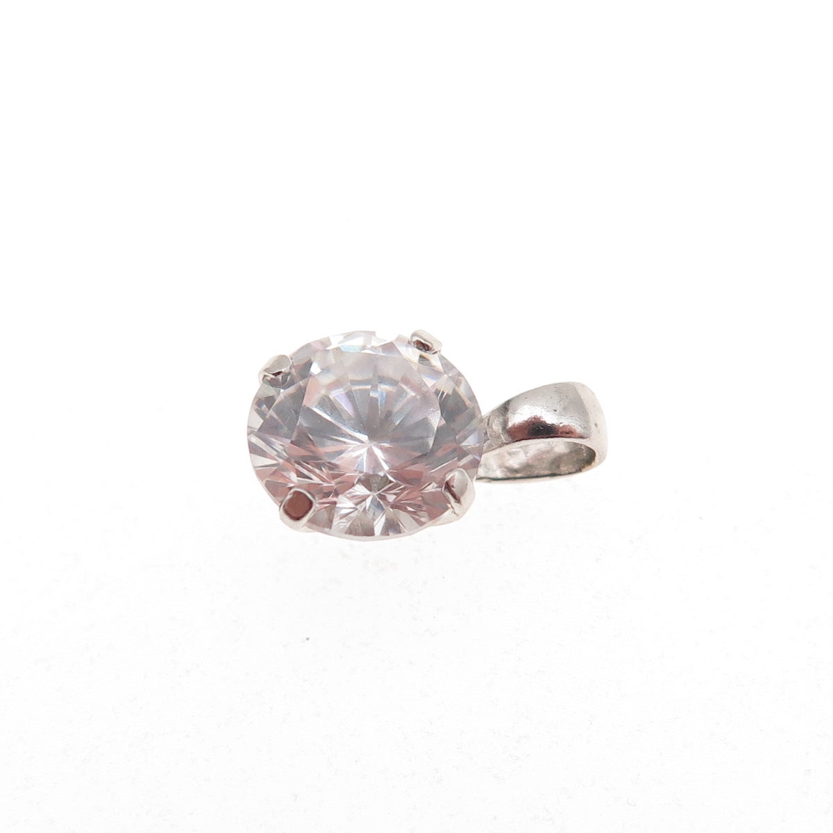 JH YOUNG 925 Sterling Silver Round-Cut C Z Mini Charm Pendant