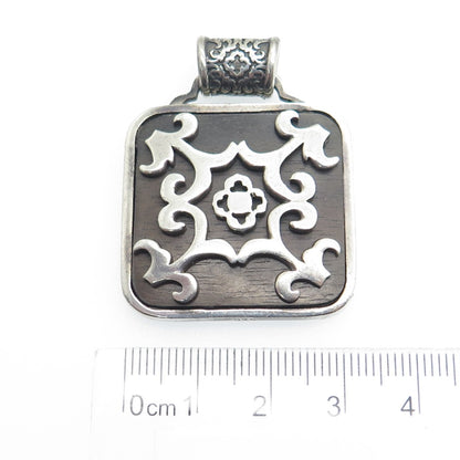 925 Sterling Silver Vintage Ornate Modernist Slide Pendant