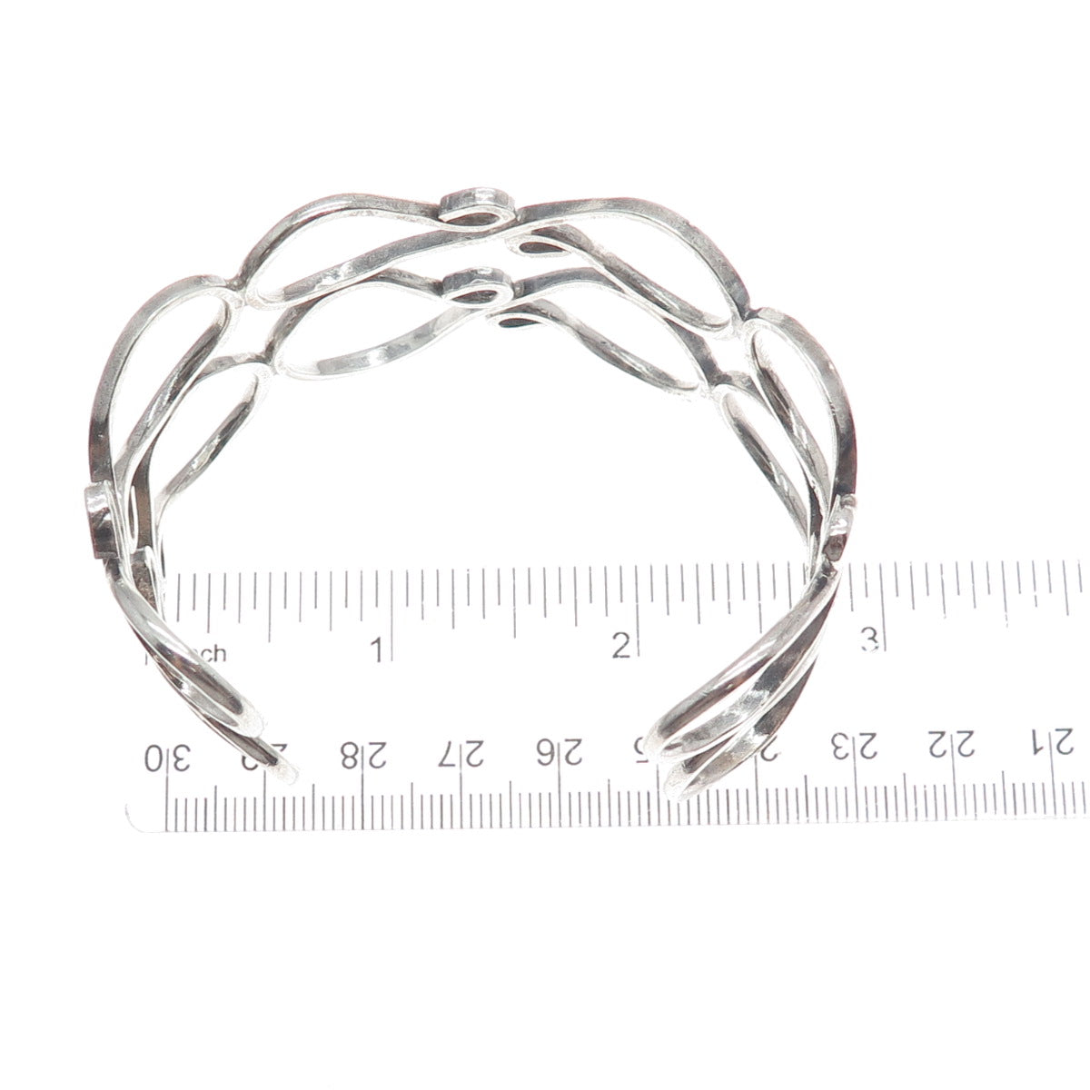 925 Sterling Silver Vintage Mexico Infinity Ornate Adjustable Cuff Bracelet 7"