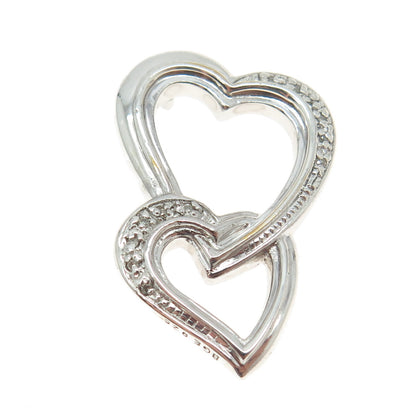 BGE Bradford Sterling Silver Real Diamond Mom & Daughter Forever Heart Pendant