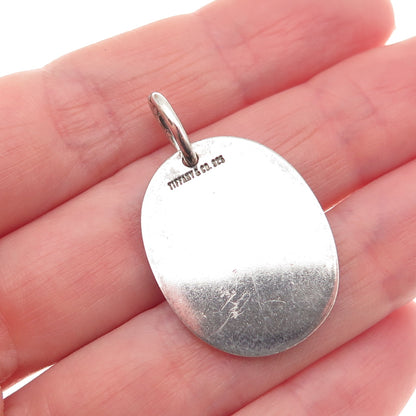 Tiffany & Co. 925 Sterling Silver Vintage Oval Tag Charm Pendant
