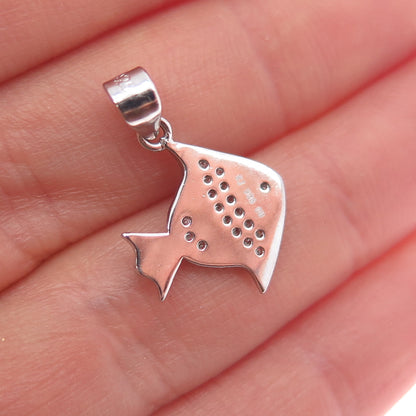 925 Sterling Silver Round-Cut C Z Angelfish Minimalist Charm Pendant