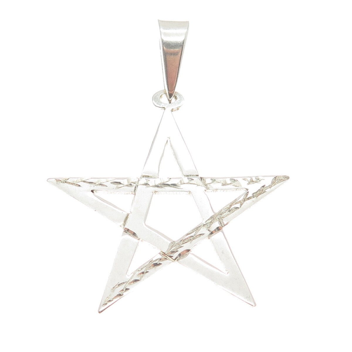925 Sterling Silver Vintage Pentagram Star Minimalist Pendant