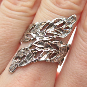 925 Sterling Silver Vintage Modernist Bypass Oxidized Ring Size 7