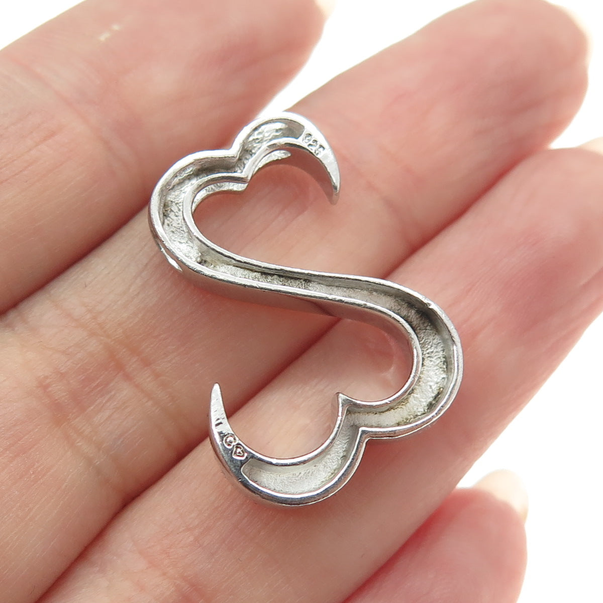 925 Sterling Silver Double Heart Modernist Slide Pendant