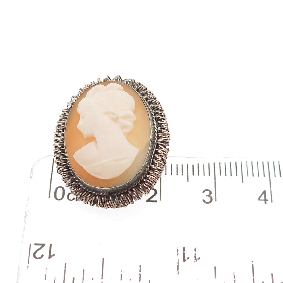 CAMEXCO & CO. 800 Silver Antique Real Carved MOP Cameo Pin Brooch / Pendant