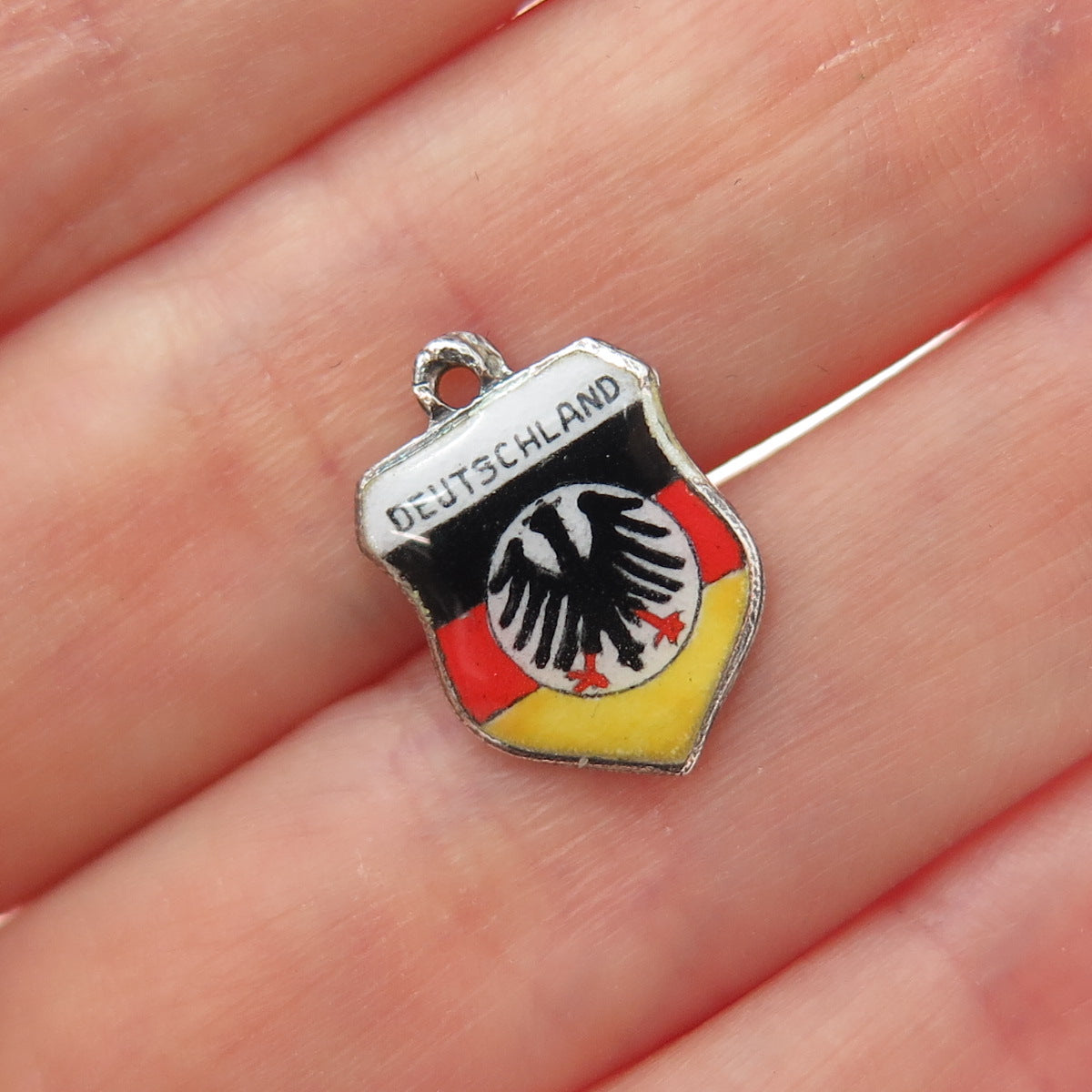 ANTIKO 800 Silver Vintage Enamel Germany Coat of Arms Minimalist Charm Pendant