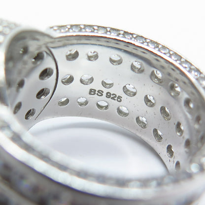 925 Sterling Silver Pave C Z Wide Ring Size 8.5