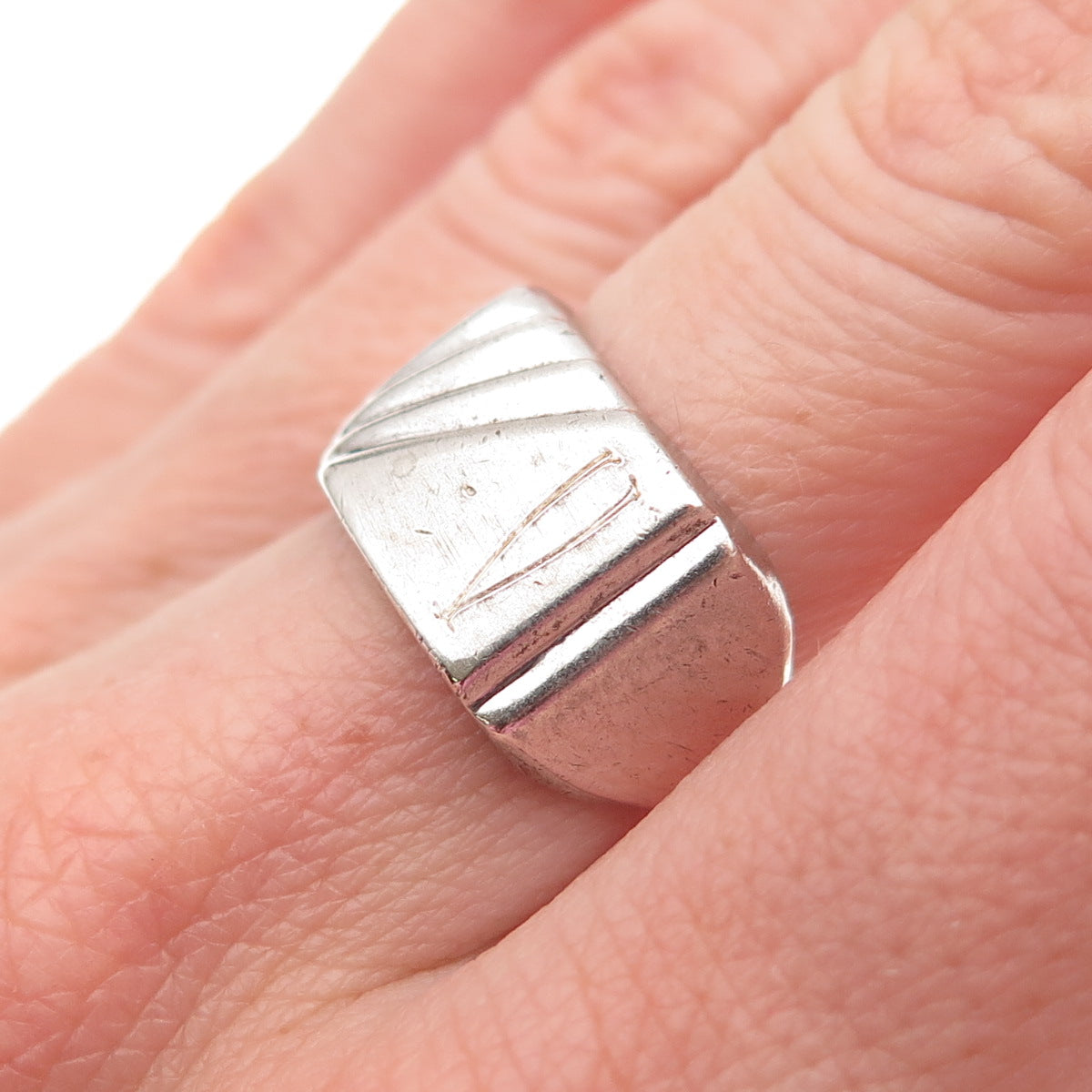 ESPO Joseph Esposito 925 Sterling Silver Antique Art Deco Oxidized Ring Size 7