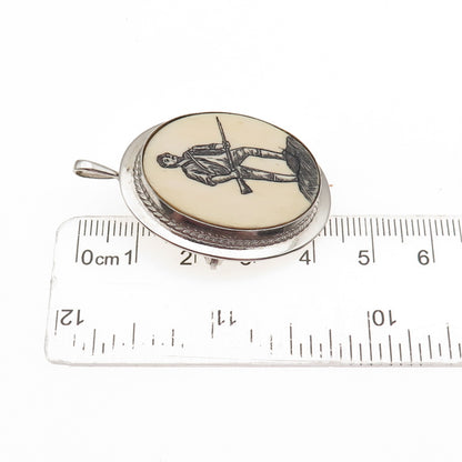 WRE W.E. Richards 925 Sterling Silver Vintage Minutemen Pin Brooch / Pendant