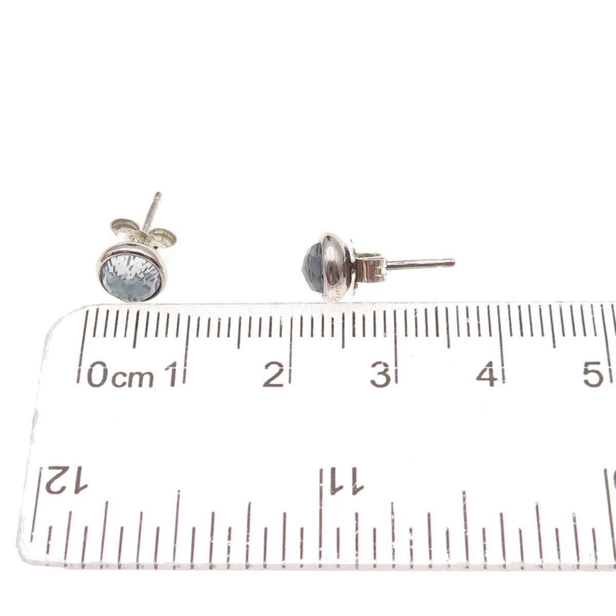 Pandora 925 Sterling Silver Aqua Blue Crystal Poetic Droplet Stud Earrings