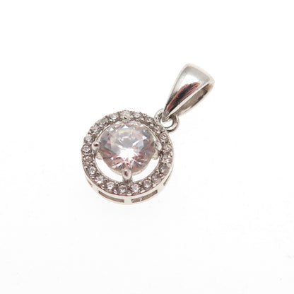 925 Sterling Silver Round-Cut C Z Mini Charm Pendant