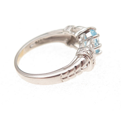 RJ Graziano 925 Sterling Silver Real Blue Topaz & C Z Ring Size 8