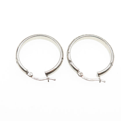 925 Sterling Silver Diamond-Cut Hoop Earrings