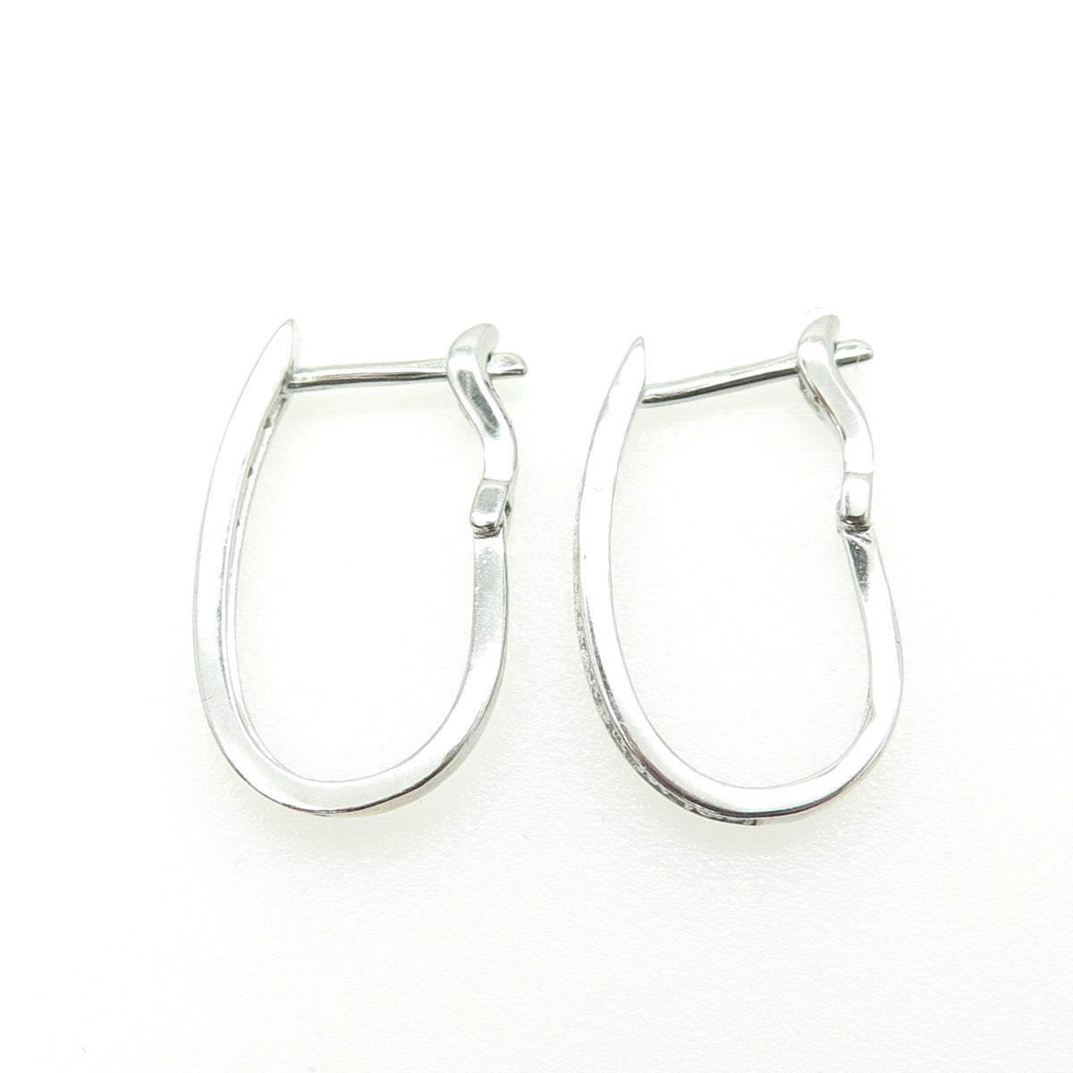 HAN 925 Sterling Silver Round-Cut White C Z Hoop Earrings