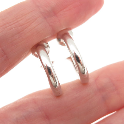 Jane Bohan 925 Sterling Silver 14K Gold Posts Vintage Hoop Earrings