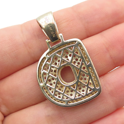 925 Sterling Silver Gold Plated Round-Cut C Z Letter D Initial Pendant