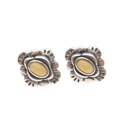 Carolyn Pollack American West Sterling Silver Vintage Real Agate Floral Earrings
