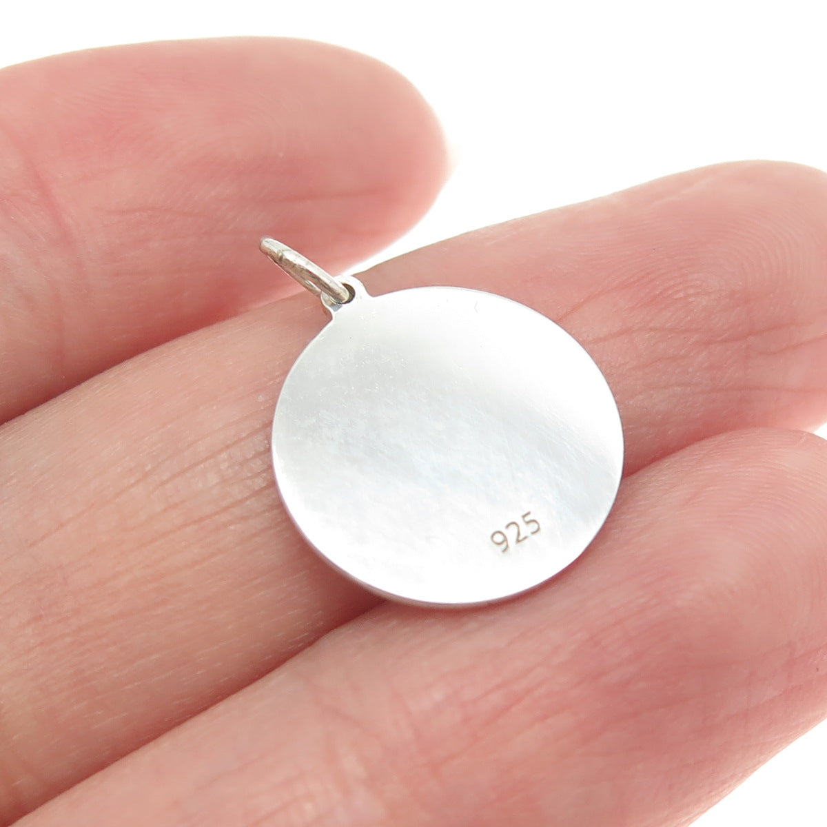 925 Sterling Silver Pink Enamel Ice Cream Round Tag Charm Pendant