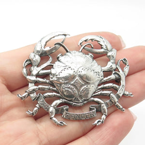925 Sterling Silver Vintage Cini Cancer Zodiac Sign Pin Brooch