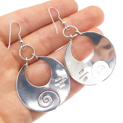 DOMINIQUE DINOUART 925 Sterling Silver Vintage Spiral Crescent Dangle Earrings