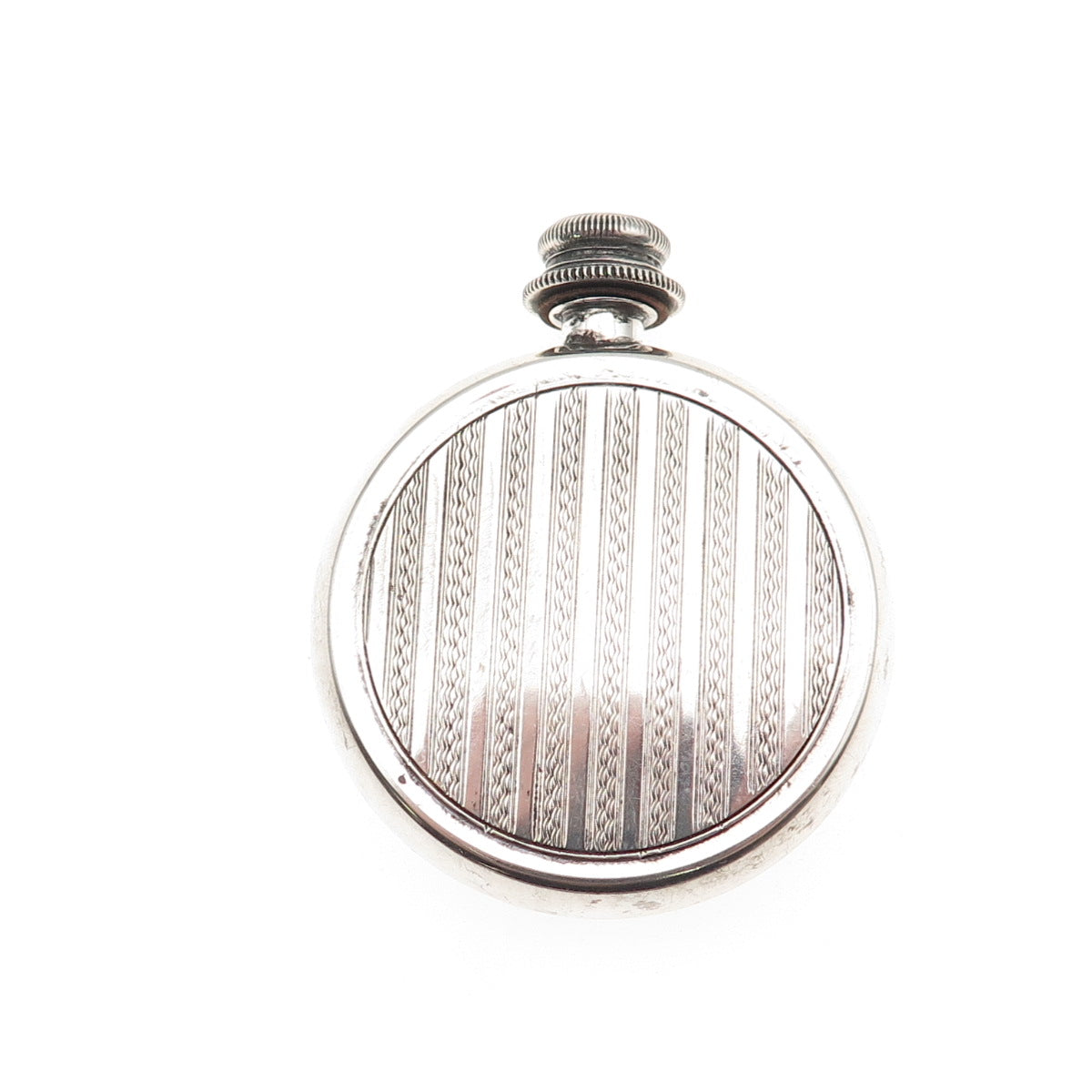 900 Silver Antique Art Deco Oxidized Round Perfume Bottle