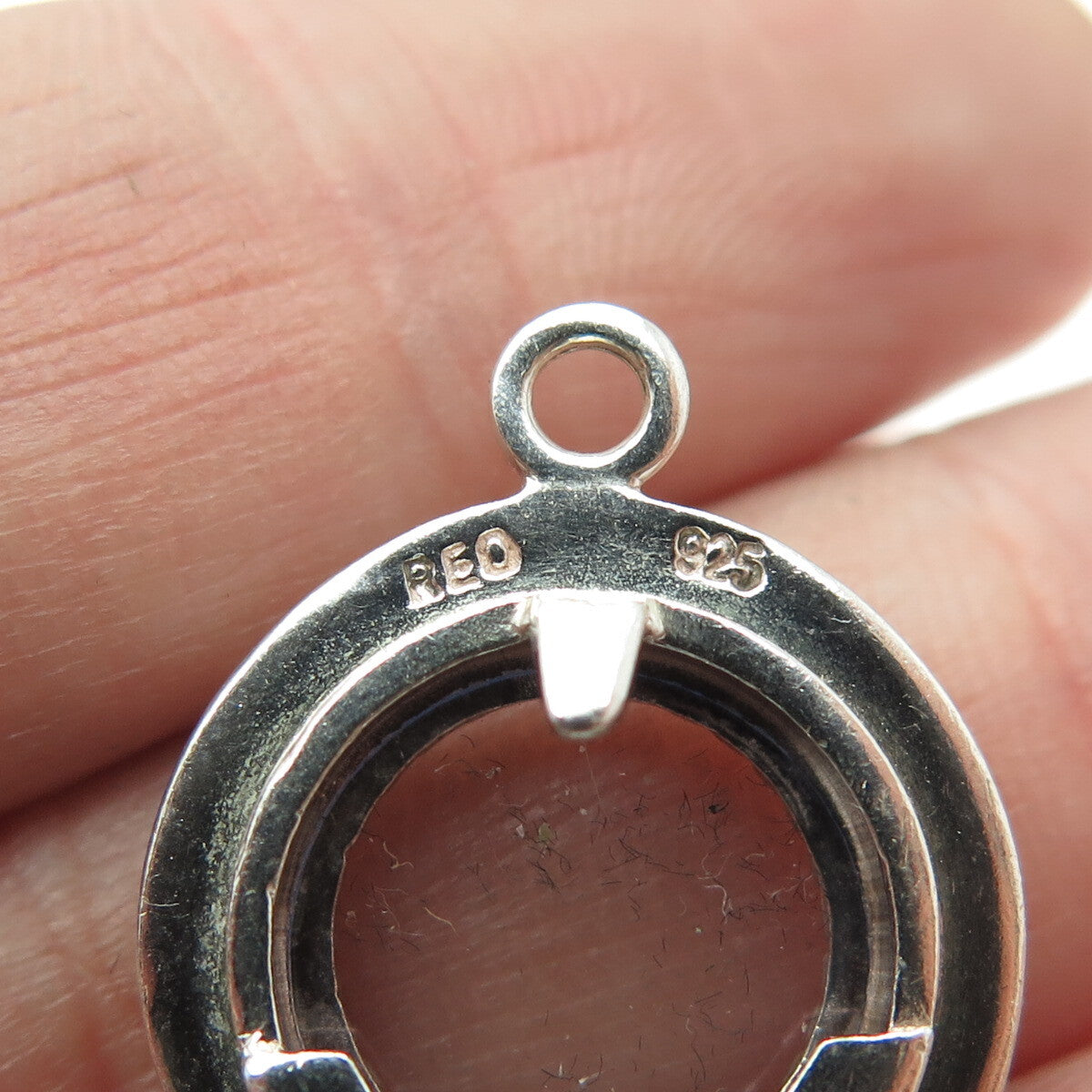 925 Sterling Silver Vintage Picture Frame Round Pendant