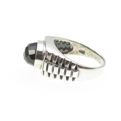 925 Sterling Silver Vintage Real Black Onyx Oxidized Ring Size 10.75