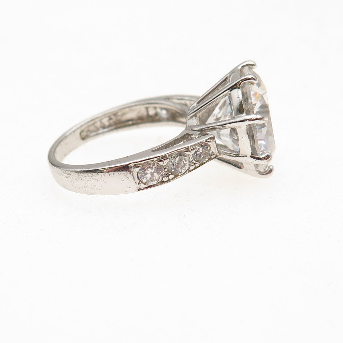 Ross Simons 925 Sterling Silver Round-Cut C Z Engagement Ring Size 5