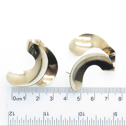 Patricia Daunis 925 Sterling Silver Gold Plated Vintage 1985 Modernist Earrings