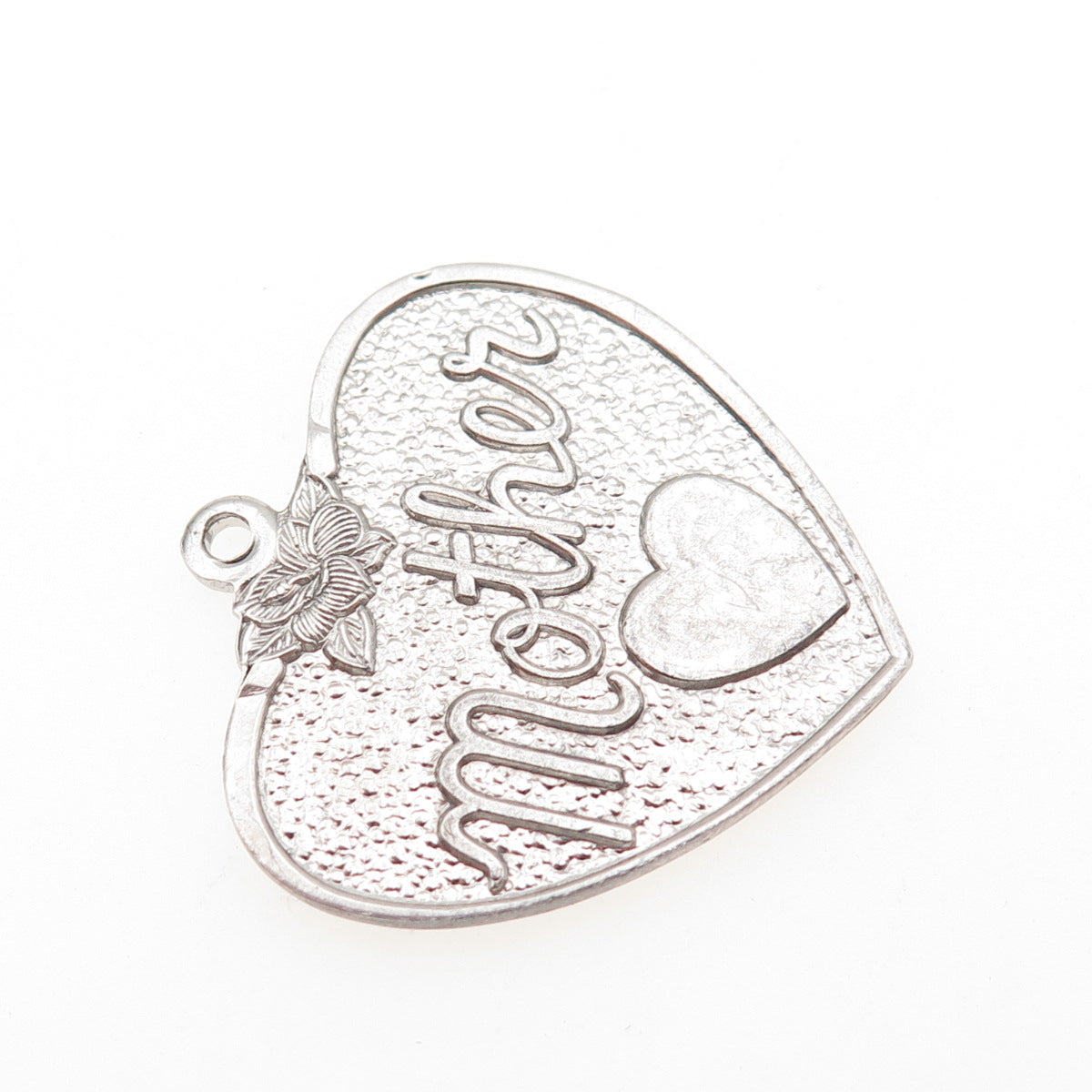 925 Sterling Silver Vintage Mother Heart Charm Pendant